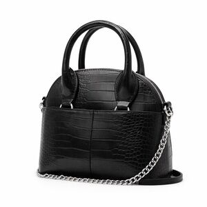 🖤 ZARA Croc-Embossed Mini Top Handle Bag w/ Chain Strap